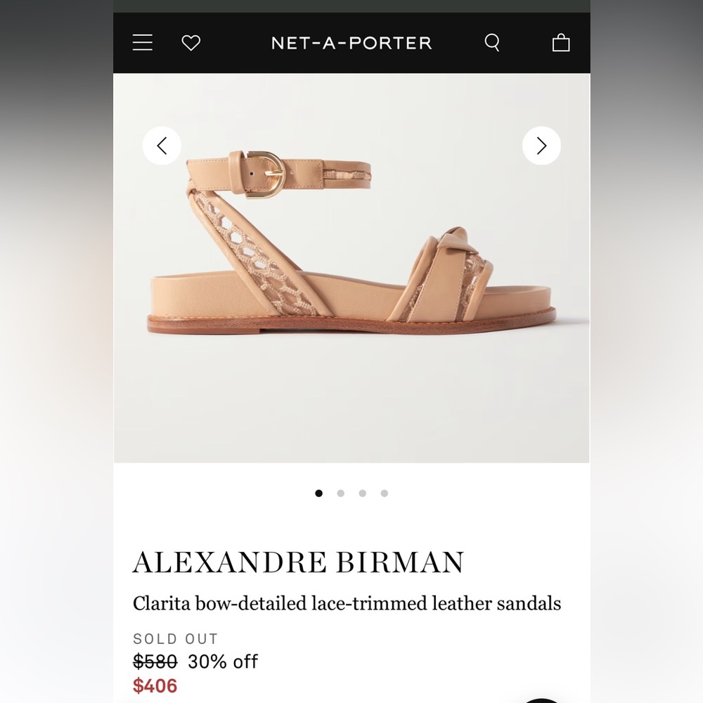 ALEXANDRE BIRMAN Clarita bow-detailed lace-trimmed leather sandals Beige  37.5